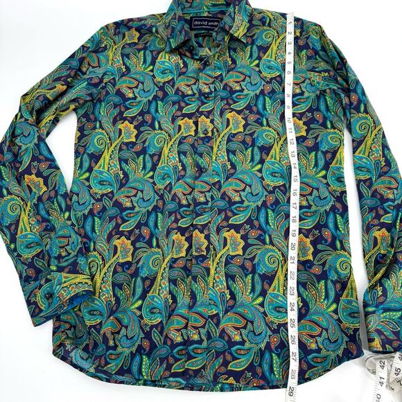 David Smith Australia Men's Slim‎ Fit Paisley Button Up Long Sleeve Shirt Size L - Picture 11 of 11